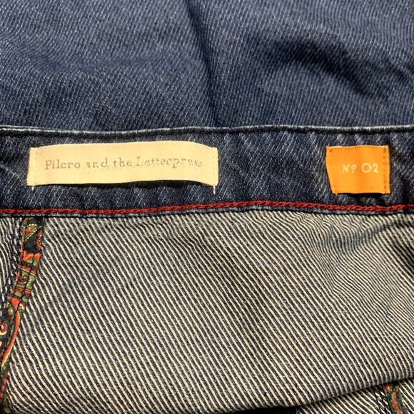 Pilcro & the Letterpress Anthropologie blue denim a-line mini skirt size 2 - Picture 4 of 9
